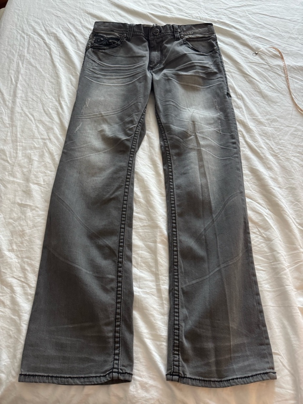 Affliction Blake Grey Distressed Jeans size 33 - Picture 2 of 4